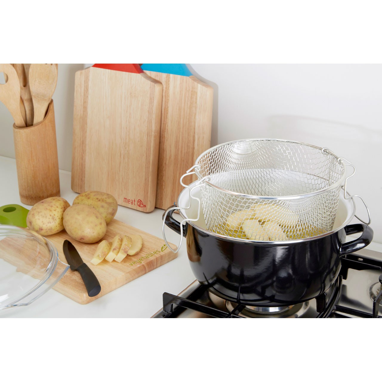 New 5L Stainless Steel Deep Fat Fryer Pan Frying Basket Cooking Pot